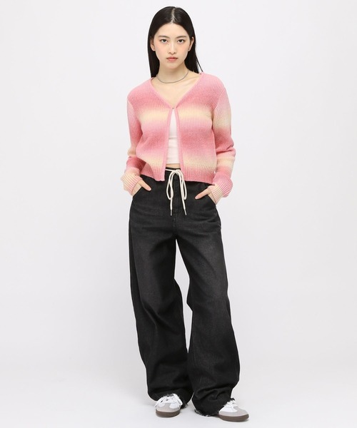 3.3 Field Trip （3.3フィールドトリップ）の「3.3 Field Trip／グラデボーダーカーデ（カーディガン/ボレロ・レディース・ブラック/ピンク・FREE）」の14枚目の写真