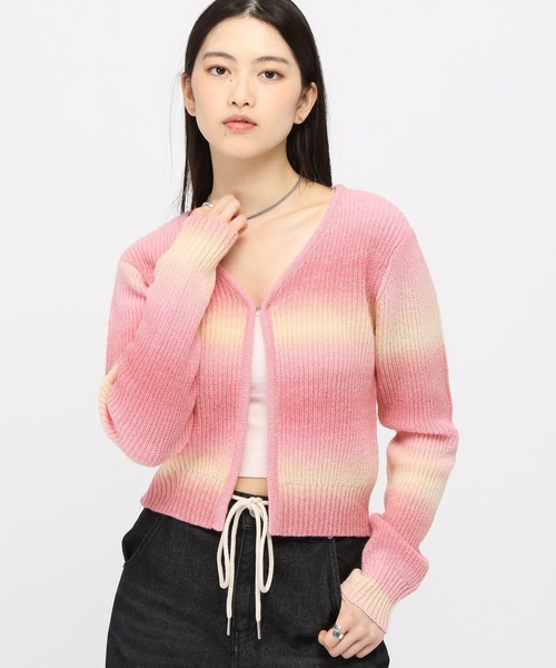 3.3 Field Trip （3.3フィールドトリップ）の「3.3 Field Trip／グラデボーダーカーデ（カーディガン/ボレロ・レディース・ブラック/ピンク・FREE）」の17枚目の写真