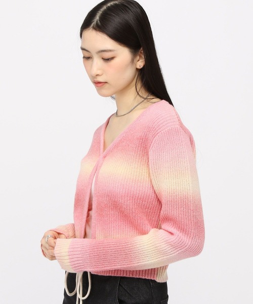 3.3 Field Trip （3.3フィールドトリップ）の「3.3 Field Trip／グラデボーダーカーデ（カーディガン/ボレロ・レディース・ブラック/ピンク・FREE）」の18枚目の写真