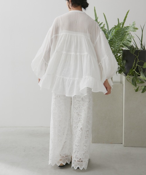 Libra Cue（リブラ キュー）の「フラワーレースストレートパンツ（その他パンツ・レディース・ホワイト/ブラック・FREE）」の10枚目の写真