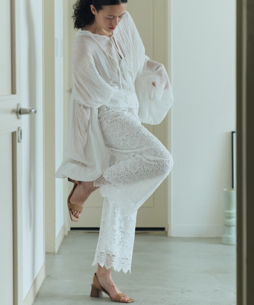 Libra Cue（リブラ キュー）の「フラワーレースストレートパンツ（その他パンツ・レディース・ホワイト/ブラック・FREE）」の18枚目の写真