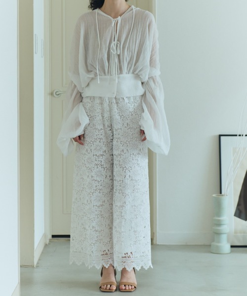 Libra Cue（リブラ キュー）の「フラワーレースストレートパンツ（その他パンツ・レディース・ホワイト/ブラック・FREE）」の20枚目の写真