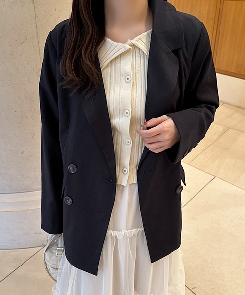 新品★【Anatelier】アナトリエ　パールビジュー黒ジャケット　定価約3万円 A'GEM/9 × .kom『ARULE/アルール』ハートラインジャケット ARULE