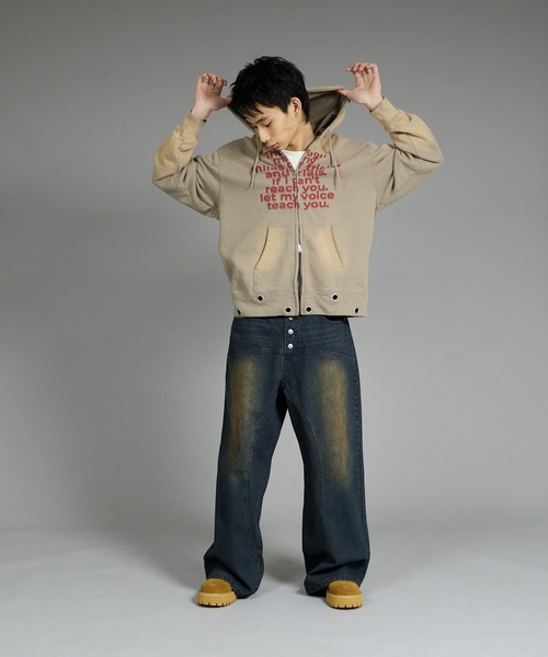 sedacle(セダクル)の「スプレー加工ハトメジップパーカー(パーカー・メンズ・ベージュ/チャコールグレー・SMALL/MEDIUM/LARGE)」の10枚目の写真