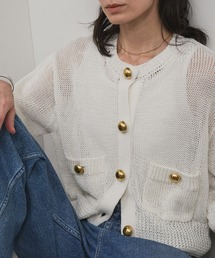 新品【ADAM ET ROPE'】麻　カーディガン　グレー　DEPUIS1990 新品【ADAM ET ROPE'】麻 カーディガン グレー DEPUIS1990