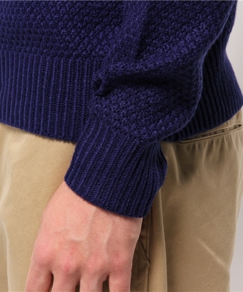 GLOBAL WORK（グローバルワーク）の「5ゲージケーブルバイカラープルオーバー/568277（ニット/セーター・メンズ・ブラック/カーキ/ダークブルー・X-LARGE/LARGE/SMALL/MEDIUM）」の7枚目の写真