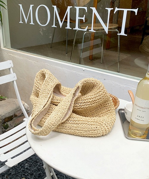 florist（フローリスト）の「【軽量・A4収納可】くったり柔らかカゴ編みトートバッグ（かごバッグ・レディース・アイボリー/ライトブラウン・FREE）」の3枚目の写真