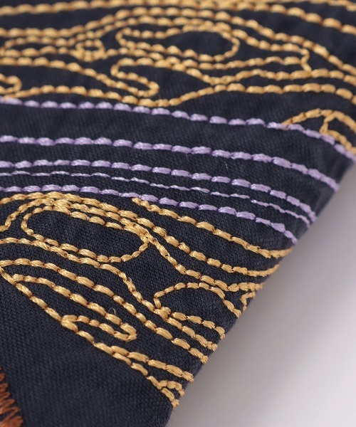 go slow caravan コットンナイロンパネル刺繍モッズコート【WEB限定