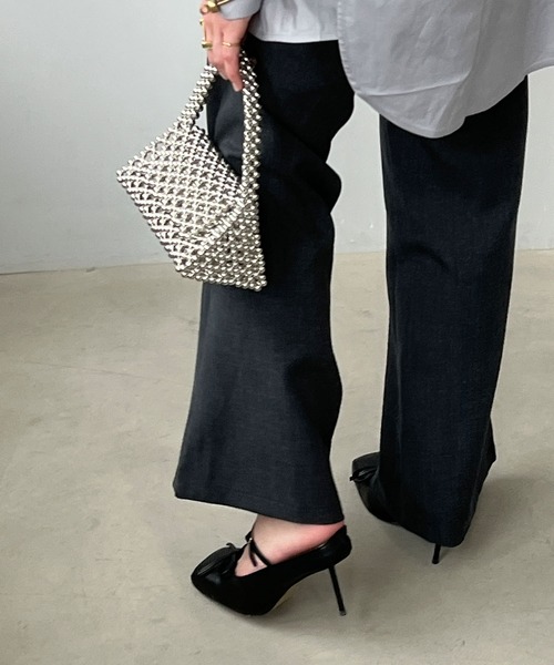 chuclla（チュクラ）の「スクエアトゥ ストラップ リボンミュール chs25s004（その他シューズ・レディース・ブラック/ホワイト・35/36/37/38/39）」の7枚目の写真