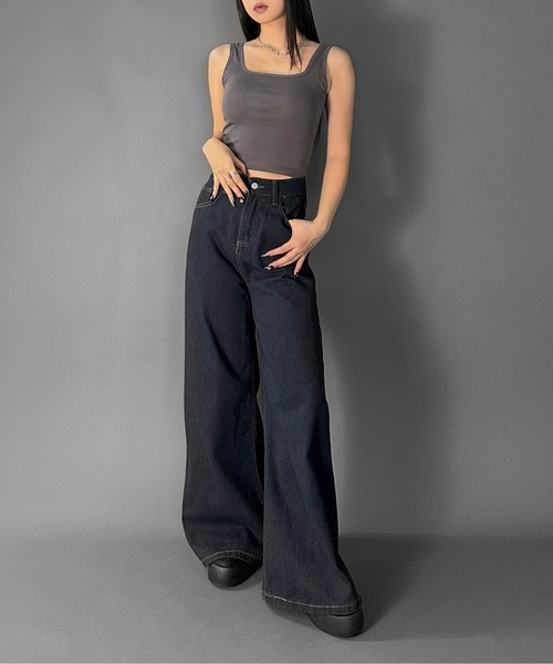 LVEU.（ラブユ.）の「【LVEU.】バッククロスタンクトップ / トップス タンクトップ カップ付き バッククロス クロス クロップド ショート インナー レイヤード ブラック ホワイト グレー（タンクトップ・レディース・ブラック/ホワイト/グレー・FREE）」の22枚目の写真