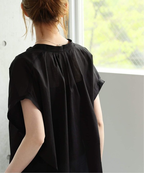ブラック 80ローンタックボリュームシャツ 半袖ブラウス フリーサイズ セール】《WEB限定追加3》80ローンタックボリュームシャツ