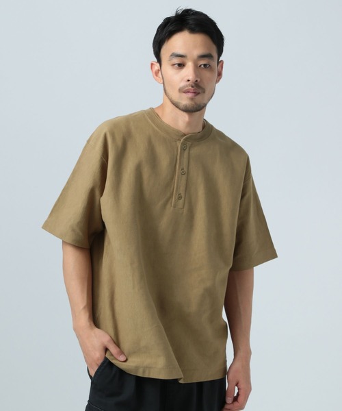 セール】[USAコットン]ヘビーウェイトヘンリーネック半袖Tシャツ