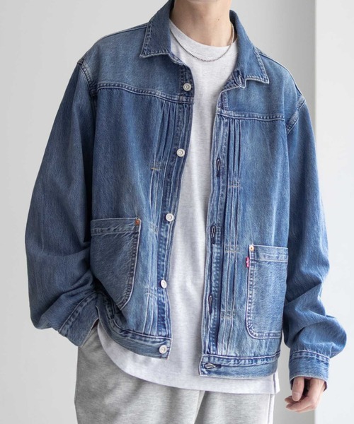 ジャケット・アウター LEVI'S PLEATED BLOUSE TRUCKER JACKET Lightweight Pleated Blouse Trucker Jacket - Medium Wash