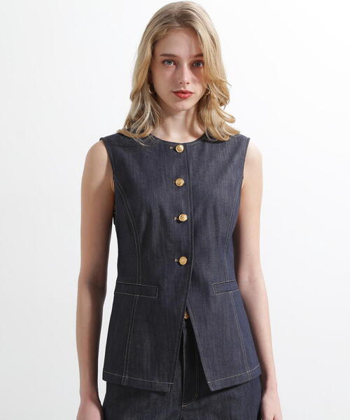 PINKY&DIANNE（ピンキーアンドダイアン）の「◆リヨセルデニムベスト（シャツ/ブラウス・レディース・ネイビー/カーキ・38）」の10枚目の写真