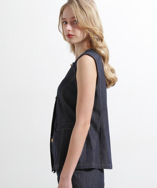 PINKY&DIANNE（ピンキーアンドダイアン）の「◆リヨセルデニムベスト（シャツ/ブラウス・レディース・ネイビー/カーキ・38）」の15枚目の写真