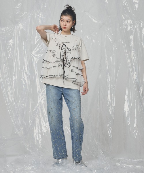ELLEgirl（エルガール）の「ボディピアスTシャツ【ELLEgirl