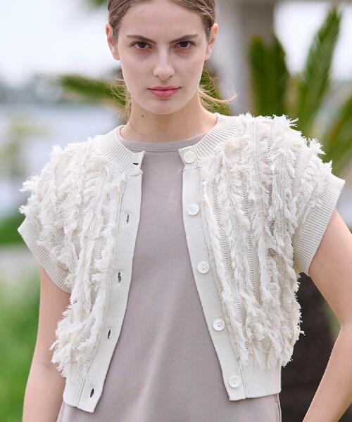 DRESSTERIOR（ドレステリア）の「【コットン100％/ショート丈】2WAYフリンジベスト（ベスト・レディース・グレー/ネイビー/アイボリー・36/38）」の2枚目の写真