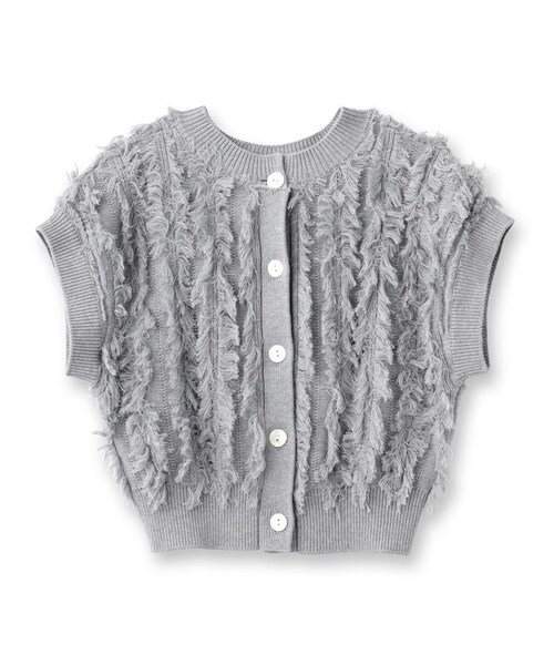 DRESSTERIOR（ドレステリア）の「【コットン100％/ショート丈】2WAYフリンジベスト（ベスト・レディース・グレー/ネイビー/アイボリー・36/38）」の4枚目の写真