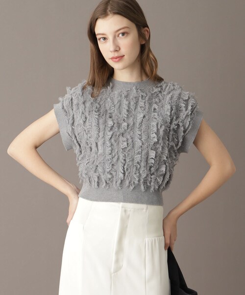 DRESSTERIOR（ドレステリア）の「【コットン100％/ショート丈】2WAYフリンジベスト（ベスト・レディース・グレー/ネイビー/アイボリー・36/38）」の6枚目の写真