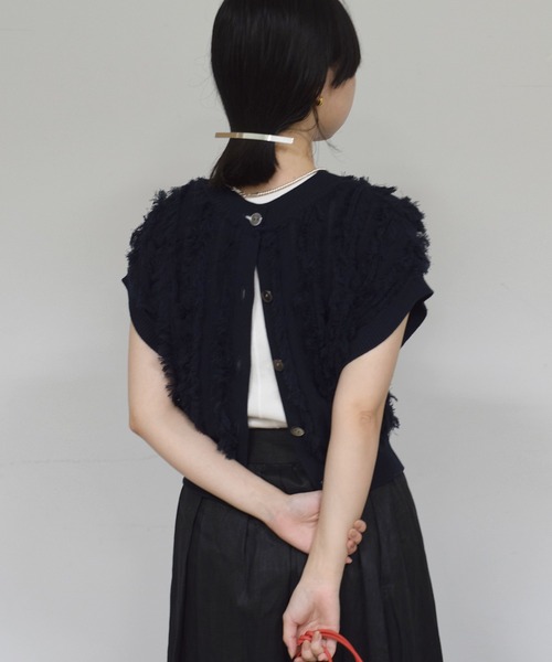 DRESSTERIOR（ドレステリア）の「【コットン100％/ショート丈】2WAYフリンジベスト（ベスト・レディース・グレー/ネイビー/アイボリー・36/38）」の3枚目の写真