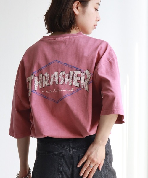 THRASHER（スラッシャー）の「【THRASHER/スラッシャー】ピグメント加工 バッグロゴ半袖Tシャツ（Tシャツ/カットソー・メンズ・ピンク/ブラウン/ブラック系その他2/ブラック系その他/ブルー/ブラック系その他4/ブラック系その他3・M/L/XL）」の7枚目の写真