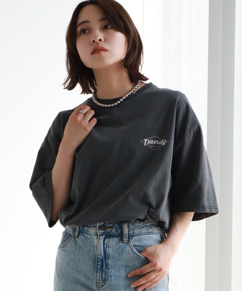 THRASHER（スラッシャー）の「【THRASHER/スラッシャー】ピグメント加工 バッグロゴ半袖Tシャツ（Tシャツ/カットソー・メンズ・ピンク/ブラウン/ブラック系その他2/ブラック系その他/ブルー/ブラック系その他4/ブラック系その他3・M/L/XL）」の8枚目の写真