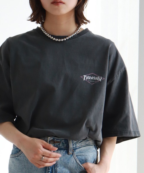 THRASHER（スラッシャー）の「【THRASHER/スラッシャー】ピグメント加工 バッグロゴ半袖Tシャツ（Tシャツ/カットソー・メンズ・ピンク/ブラウン/ブラック系その他2/ブラック系その他/ブルー/ブラック系その他4/ブラック系その他3・M/L/XL）」の9枚目の写真