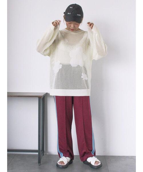 ehka sopo（エヘカソポ）の「袖ドロスト花柄メッシュニット（ニット/セーター・レディース・キナリ/グレー/ブラック・F）」の10枚目の写真