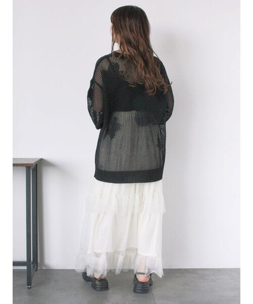 ehka sopo（エヘカソポ）の「袖ドロスト花柄メッシュニット（ニット/セーター・レディース・キナリ/グレー/ブラック・F）」の20枚目の写真