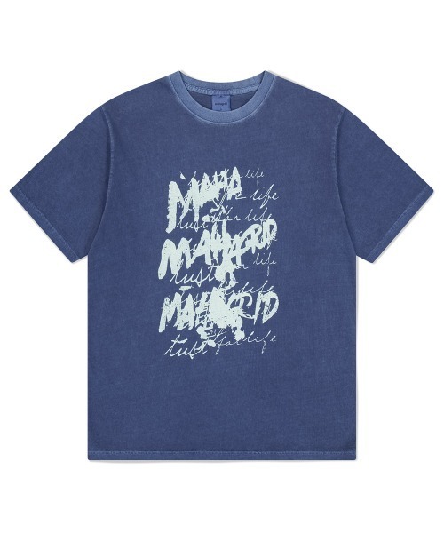 MAHAGRID(マハグリッド)の「『mahagrid/マハグリッド』 WRITER PIGMENT TEE /ライターピグメント 半袖Tシャツ(Tシャツ/カットソー・メンズ・ブルー/カーキ・M/L)」の1枚目の写真