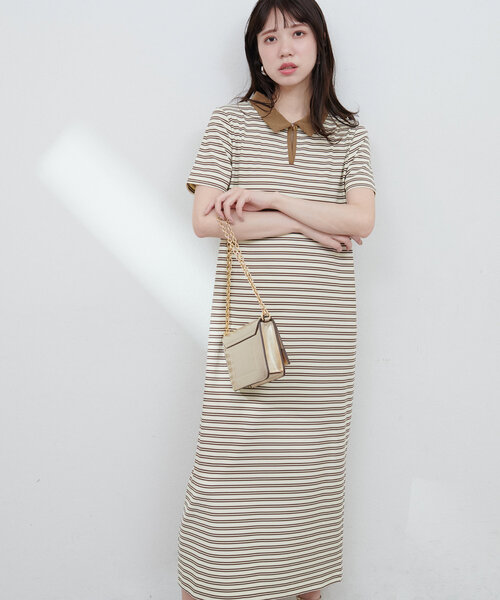 natural couture(ナチュラルクチュール)の「【WEB限定】配色スキッパーカットソーワンピース(ワンピース・レディース・アイボリー/ブラック/ブラウン・FREE)」の4枚目の写真