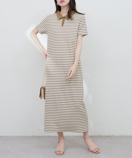 natural couture(ナチュラルクチュール)の「【WEB限定】配色スキッパーカットソーワンピース(ワンピース・レディース・アイボリー/ブラック/ブラウン・FREE)」の6枚目の写真