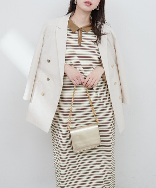 natural couture(ナチュラルクチュール)の「【WEB限定】配色スキッパーカットソーワンピース(ワンピース・レディース・アイボリー/ブラック/ブラウン・FREE)」の7枚目の写真