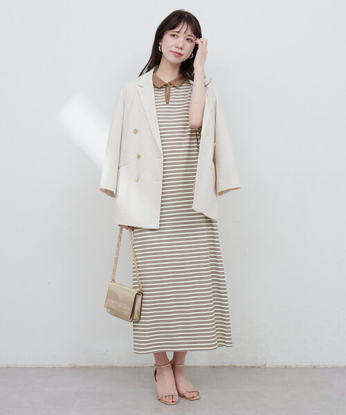 natural couture(ナチュラルクチュール)の「【WEB限定】配色スキッパーカットソーワンピース(ワンピース・レディース・アイボリー/ブラック/ブラウン・FREE)」の8枚目の写真