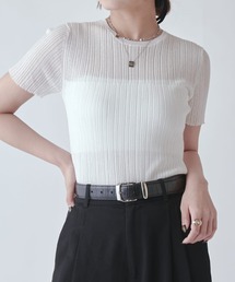 Lui's | シアーリブニットトップス(Tシャツ/カットソー)