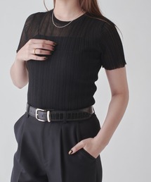 Lui's | シアーリブニットトップス(Tシャツ/カットソー)