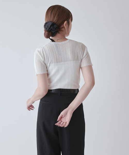 Lui's（ルイス）の「シアーリブニットトップス（Tシャツ/カットソー・レディース・ブラウン/ホワイト系その他/グレー/ブラック・FREE）」の12枚目の写真