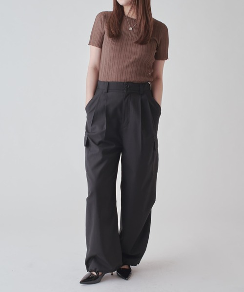 Lui's（ルイス）の「シアーリブニットトップス（Tシャツ/カットソー・レディース・ブラウン/ホワイト系その他/グレー/ブラック・FREE）」の16枚目の写真