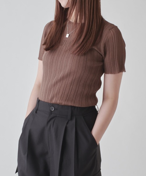 Lui's（ルイス）の「シアーリブニットトップス（Tシャツ/カットソー・レディース・ブラウン/ホワイト系その他/グレー/ブラック・FREE）」の19枚目の写真