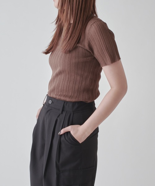 Lui's（ルイス）の「シアーリブニットトップス（Tシャツ/カットソー・レディース・ブラウン/ホワイト系その他/グレー/ブラック・FREE）」の20枚目の写真