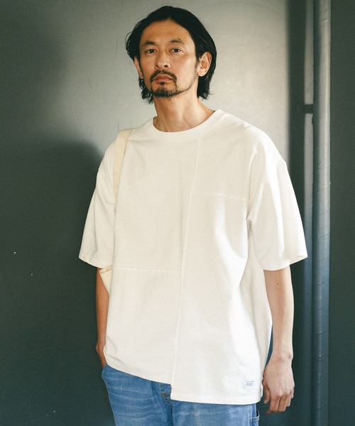 パッチワークデザイン 半袖Tシャツ セール】[パッチワークデザイン]リメイクライク半袖Tシャツ（T