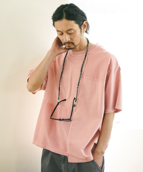 セール】[パッチワークデザイン]リメイクライク半袖Tシャツ（T