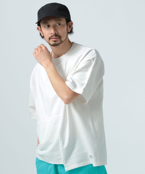 BAYFLOW（ベイフロー）の「[パッチワークデザイン]リメイクライク半袖Tシャツ（Tシャツ/カットソー・メンズ・ピンク/オフホワイト/グレー/チャコール・MEDIUM/LARGE）」の6枚目の写真