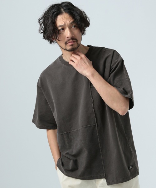 セール】[パッチワークデザイン]リメイクライク半袖Tシャツ（T