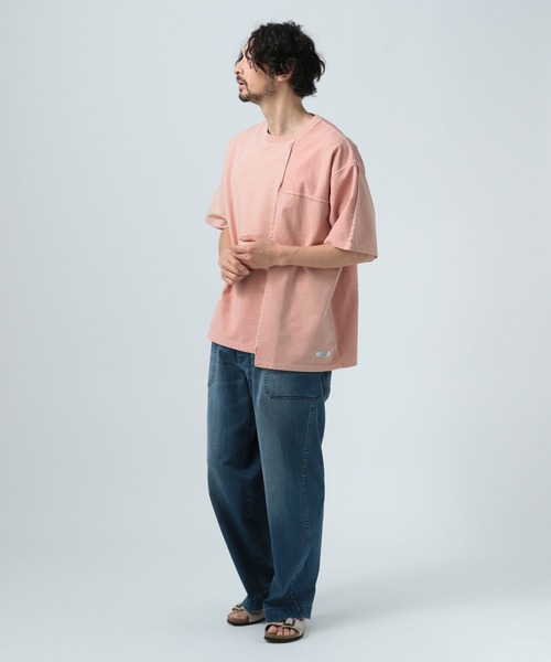パッチワークデザイン 半袖Tシャツ セール】[パッチワークデザイン]リメイクライク半袖Tシャツ（T