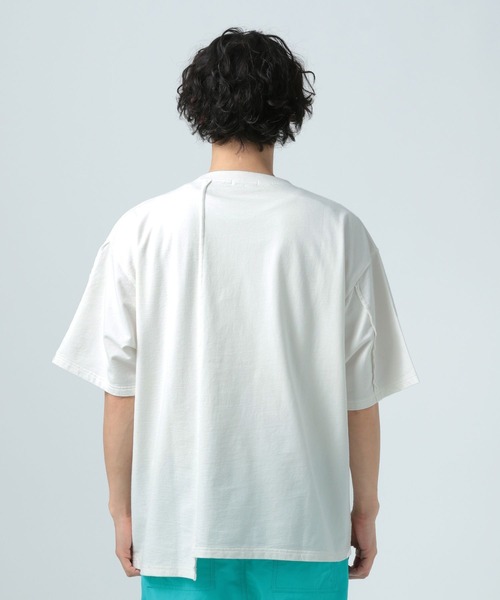 セール】[パッチワークデザイン]リメイクライク半袖Tシャツ（T
