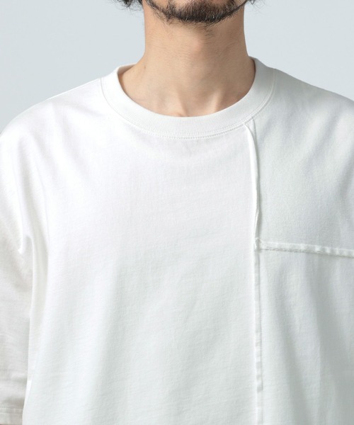 パッチワークデザイン 半袖Tシャツ セール】[パッチワークデザイン]リメイクライク半袖Tシャツ（T