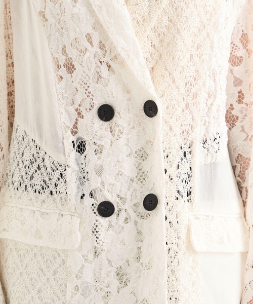 RITAN（リタン）の「【RITAN/リタン】Over Lace Jacket/オーバーレースジャケット（テーラードジャケット・レディース・オフホワイト/ブラック・1）」の18枚目の写真
