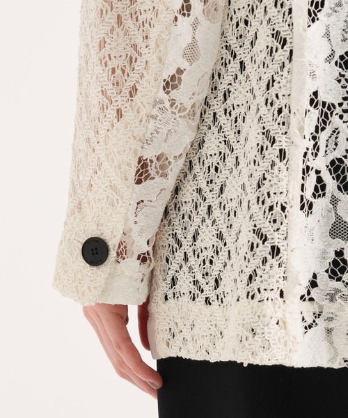 RITAN（リタン）の「【RITAN/リタン】Over Lace Jacket/オーバーレースジャケット（テーラードジャケット・レディース・オフホワイト/ブラック・1）」の9枚目の写真