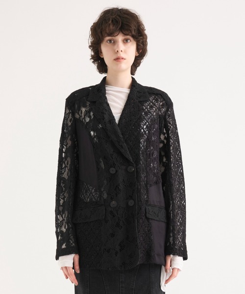 RITAN（リタン）の「【RITAN/リタン】Over Lace Jacket/オーバーレースジャケット（テーラードジャケット・レディース・オフホワイト/ブラック・1）」の13枚目の写真